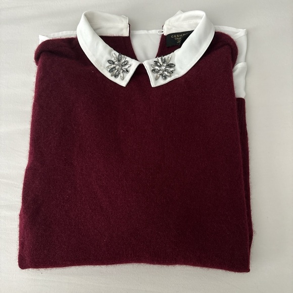 Charter Club Sweaters - Charter Club Burgundy Sweater with Embellished Collar